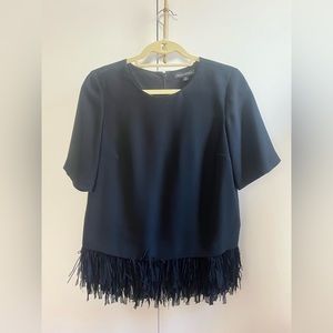 Banana Republic Black Top with fringe trim bottom